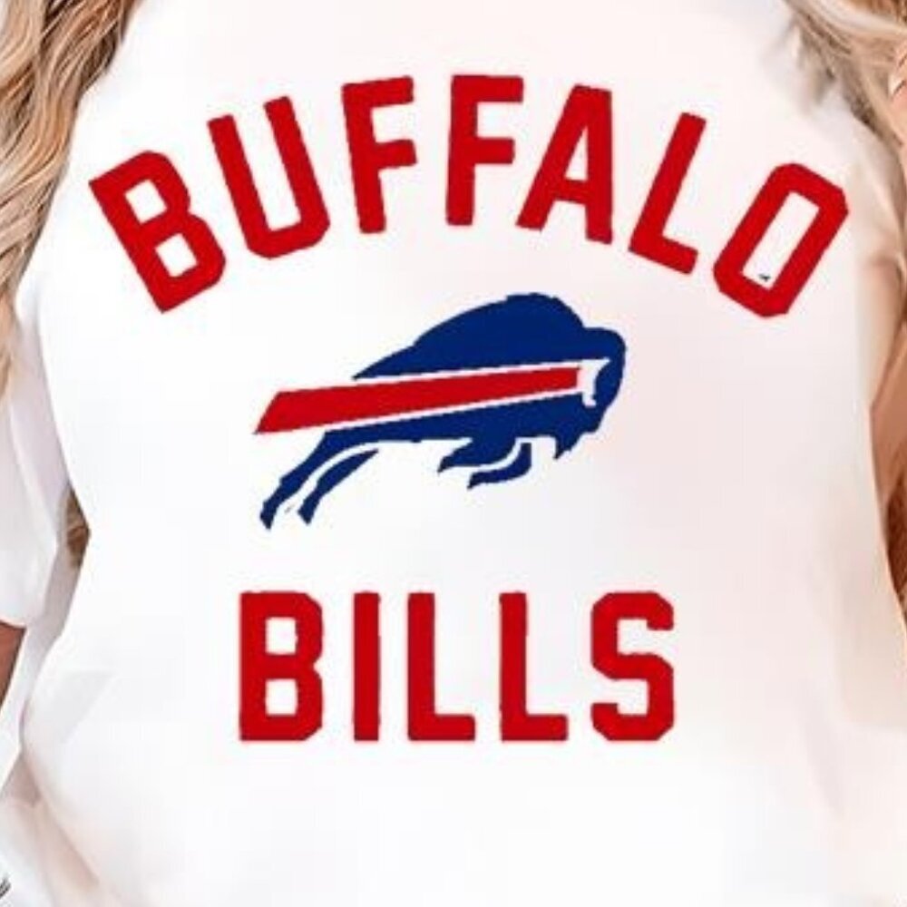 NFL Buffalo Bills Girls Stripe Fashion Graphic T-Shirt Buffalo Bills Fan Tee 91 - Picture 2 of 5